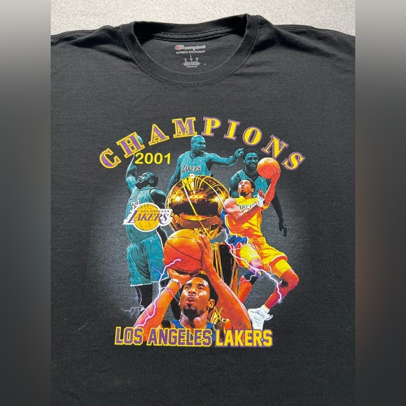 Champion Los Angeles Lakers 2001 NBA Champions T-Shirt Men’s Large Shaq Kobe - Picture 2 of 6